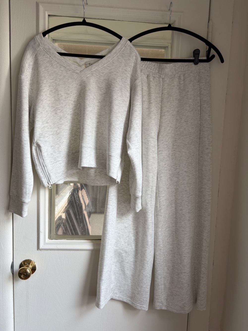 Vintage Havana - Cozy Light Gray Lounge Set - Pullover & Wide Pants